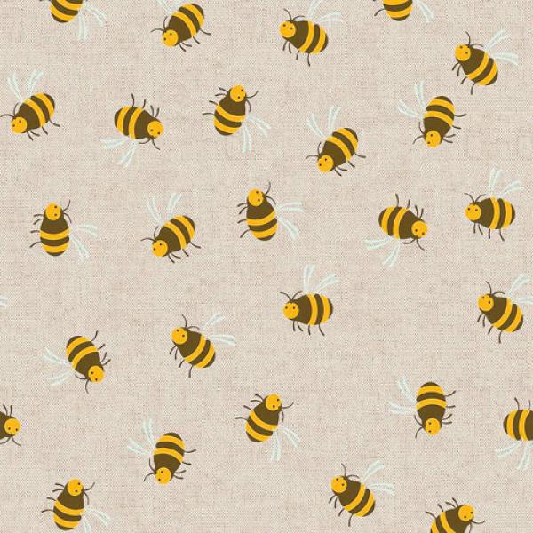 Baumwoll Druck Bienen auf Beige